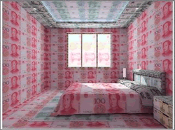 铺满钱的房
